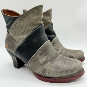 Art Company Womens Harlem 1092 Mid Heel Color Block Ankle Boot‎ Grey/Black Sz 38
